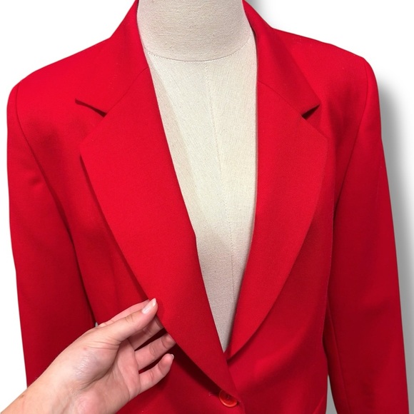 Pendleton 100% Virgin Wool Blazer in Vibrant Cherry Red Jacket Size 14 - Picture 5 of 7